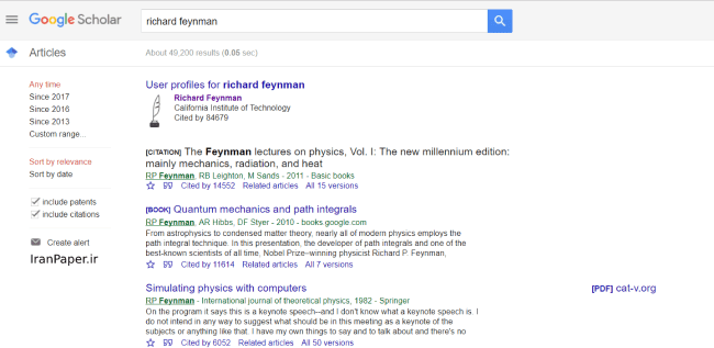 نمایش نتایج جستجو در گوگل اسکالر