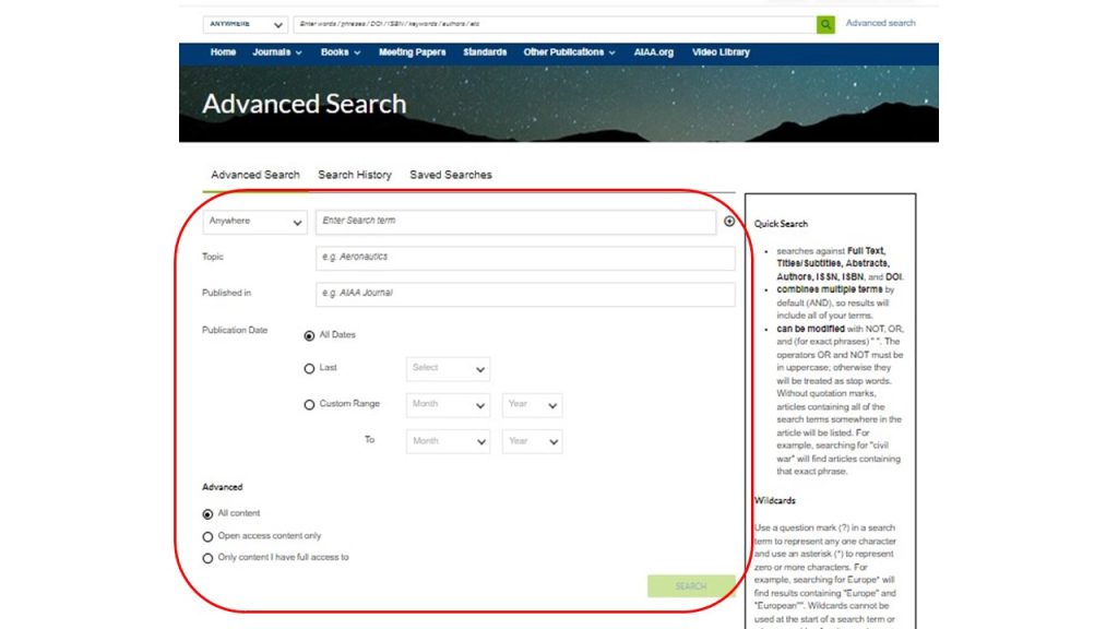 جستجوی پیشرفته در پایگاه AIAA