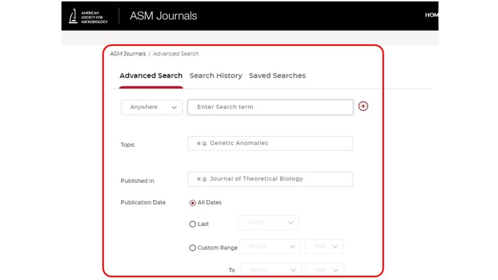 جستجوی پیشرفته در ASM Journals