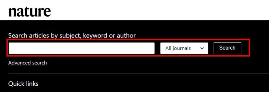 جستجوی ساده در Nature