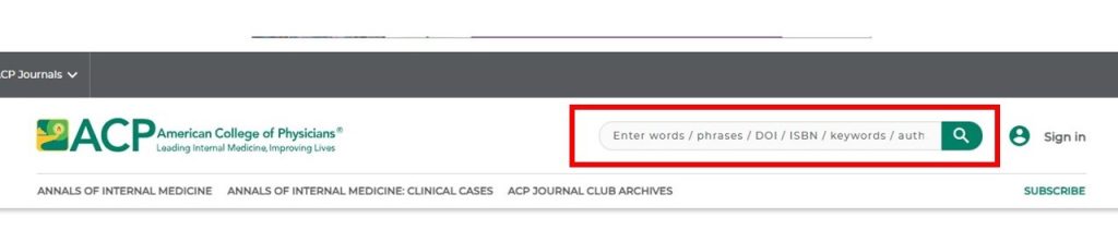 جستجوی ساده در ACP Journals