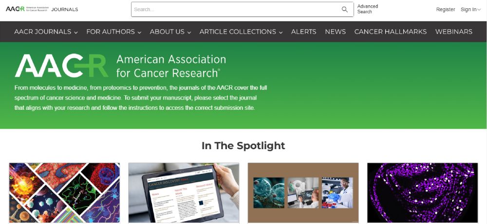 پایگاه مقالات پزشکی انگلیسی AACR Journals