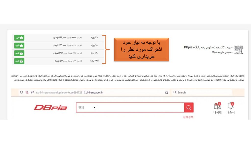 دسترسی مستقیم به پایگاه DBpia