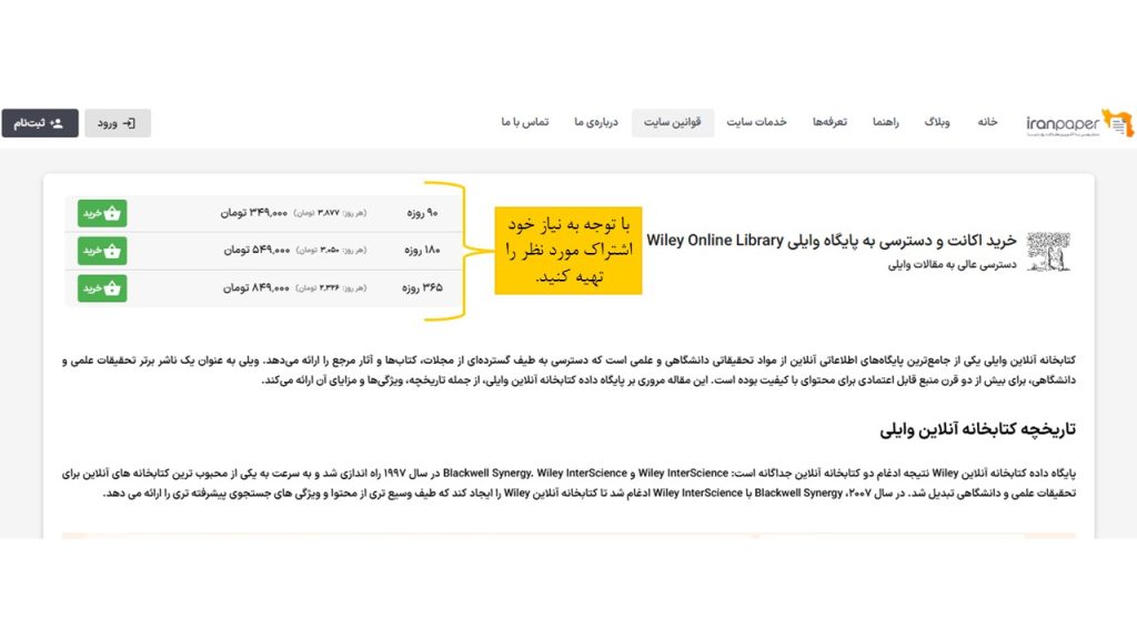 نحوه دسترسی مستقیم به پایگاه wiley