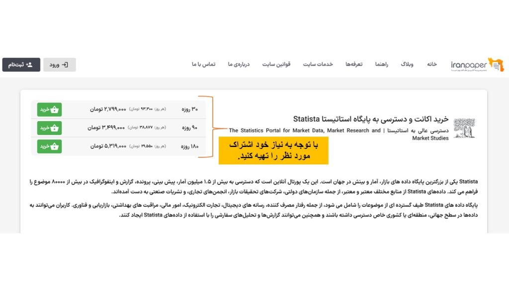 نحوه دسترسی مستقیم به پایگاه Statista