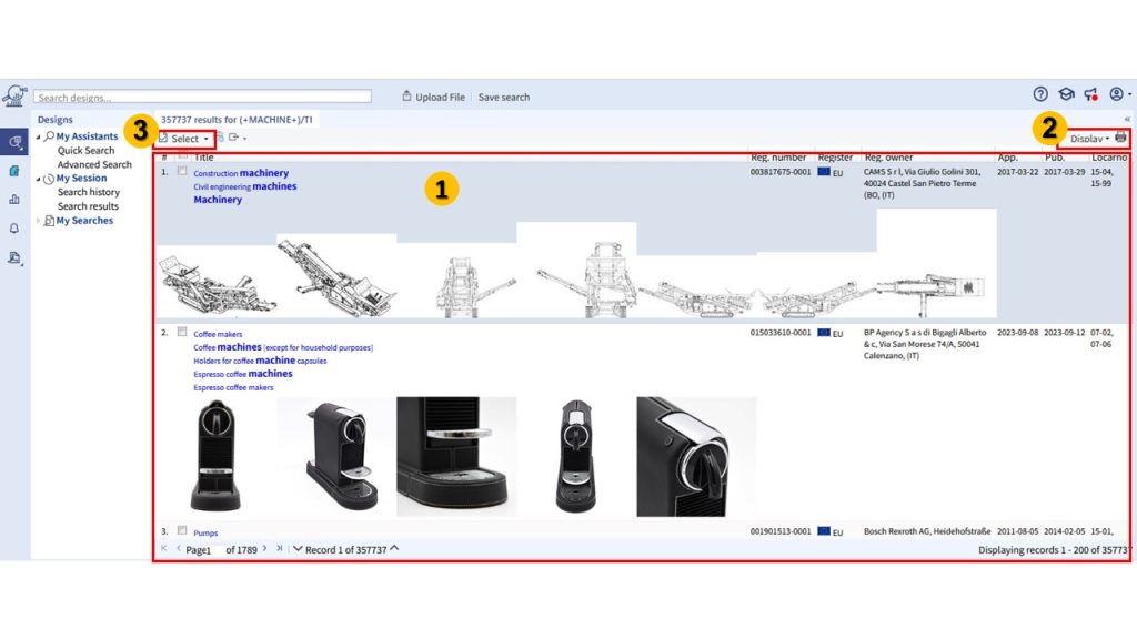 صفحه نتایج جستجو در بخش Designs پایگاه اوربیت