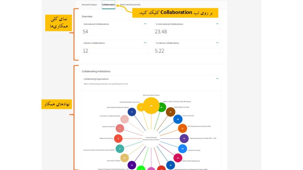 بررسی شبکه همکاریهای پژوهشگر در پایگاه InCites