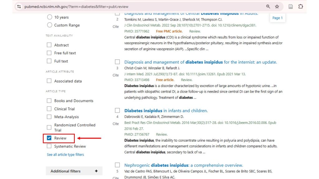 جستجوی مقاله مروری در PubMed