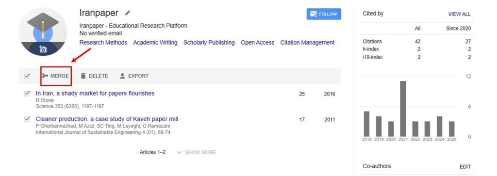 ادغام مقالات تکراری در گوگل اسکالر