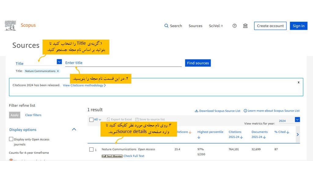 مشاهده SNIP در سایت Scopus