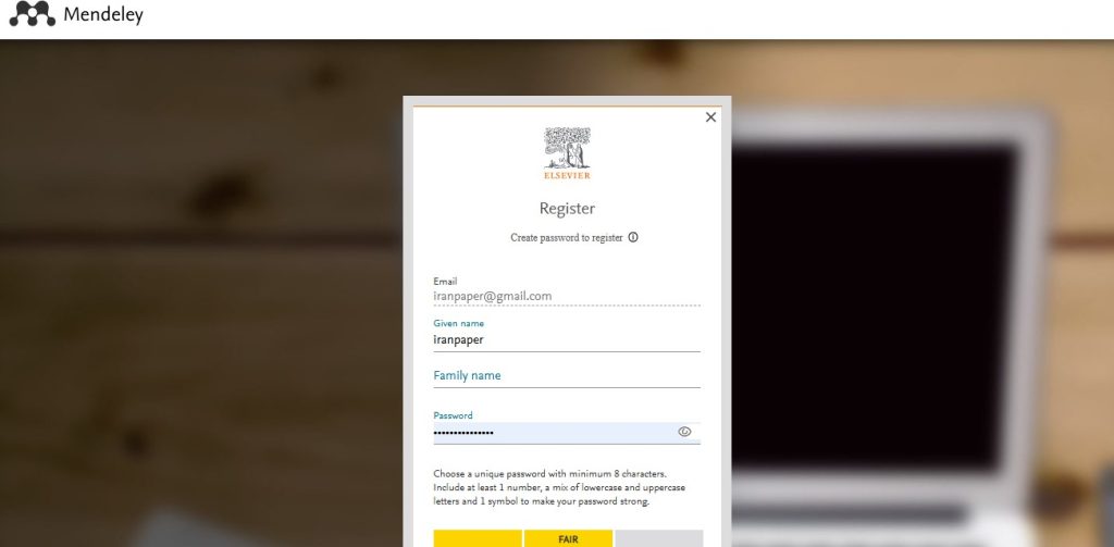 ساخت حساب کاربری در مندلی