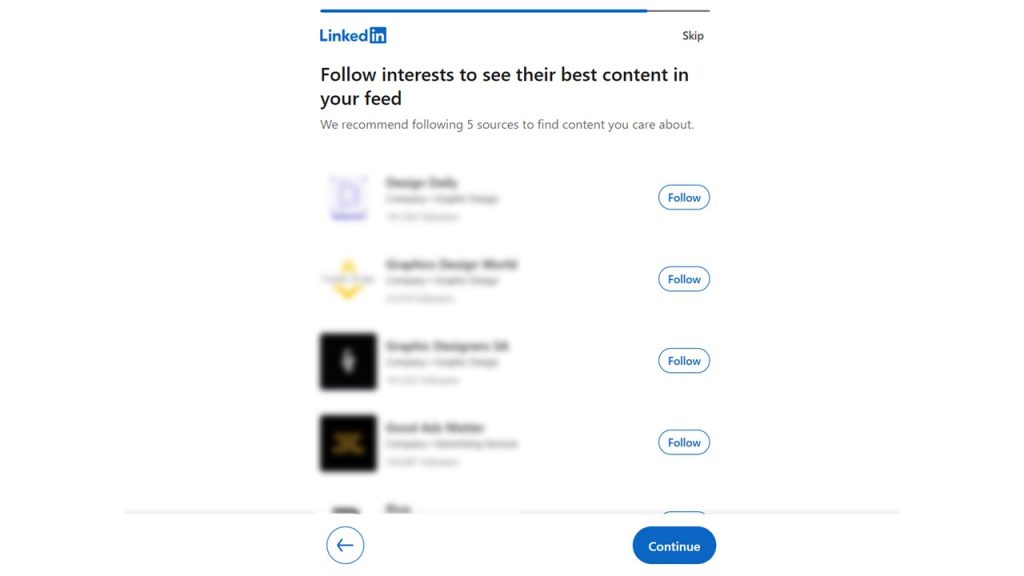 پیشنهاد صفحات و موضوعات مرتبط برای دنبال کردن در LinkedIn