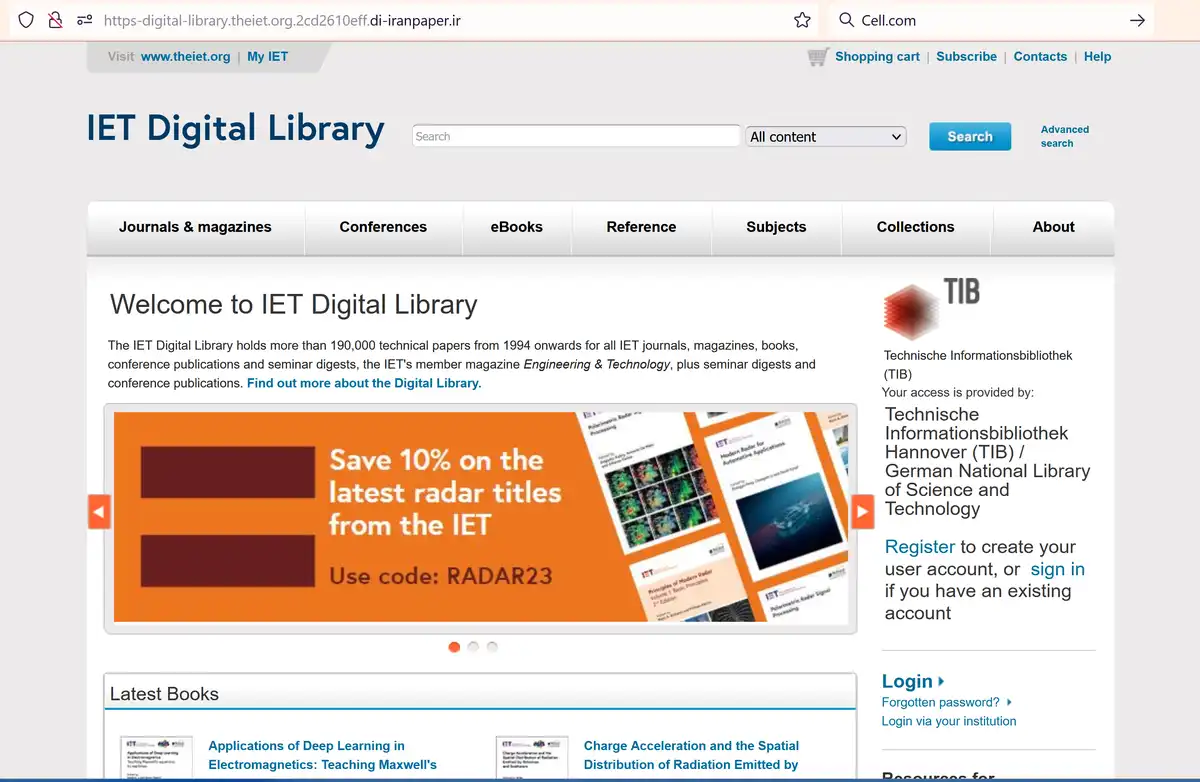 خرید اکانت و دسترسی به پایگاه IET Digital Library - ایران پیپر